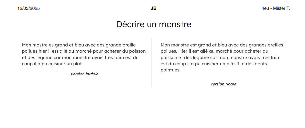 Imprimer facilement la version initiale et finale d'un texte
